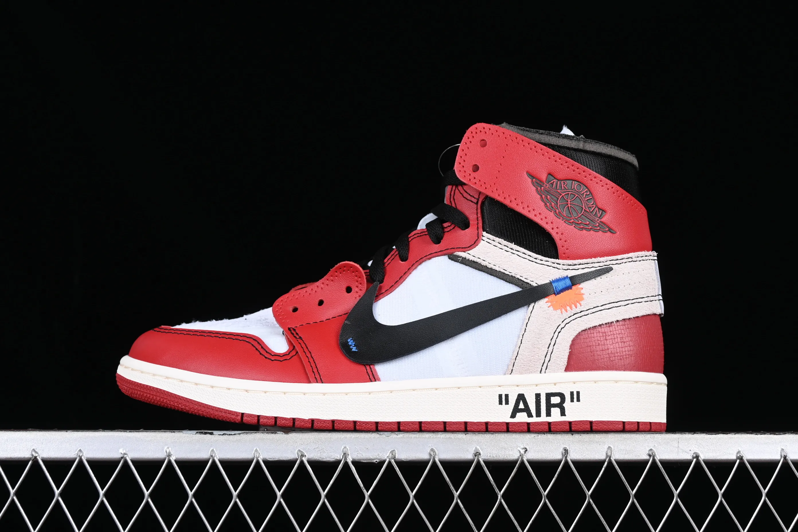 All categories Air Jordan Jordan series basketball shoes Air Jordan 1 High LJR version Off White x Air Jordan OW AJ1 Joe 1 joint white and red high-top basketball shoes AA3834-101